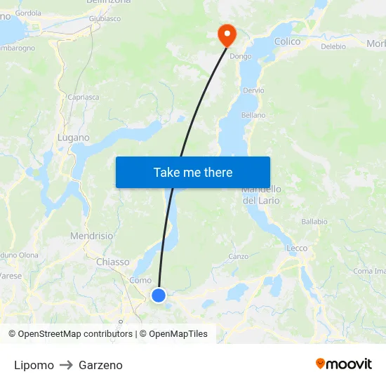 Lipomo to Garzeno map