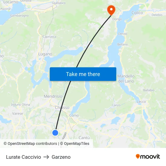 Lurate Caccivio to Garzeno map