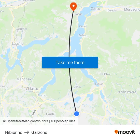Nibionno to Garzeno map