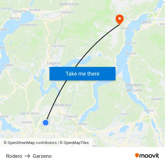 Rodero to Garzeno map