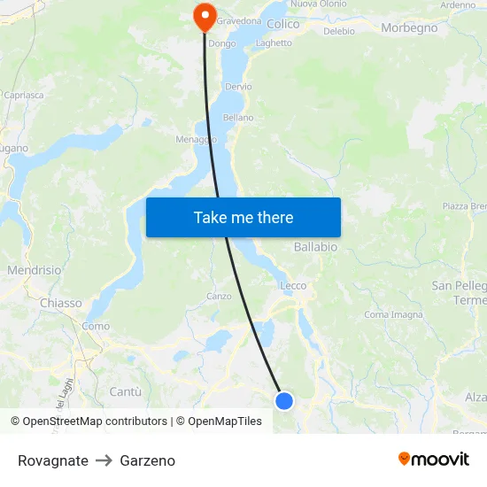 Rovagnate to Garzeno map