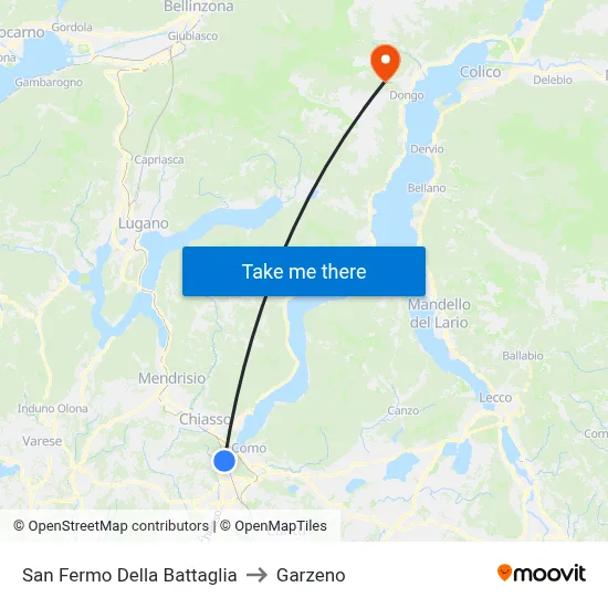 San Fermo Della Battaglia to Garzeno map