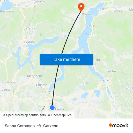 Senna Comasco to Garzeno map