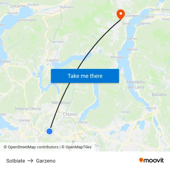 Solbiate to Garzeno map