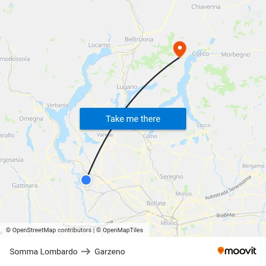 Somma Lombardo to Garzeno map