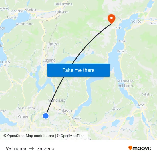 Valmorea to Garzeno map