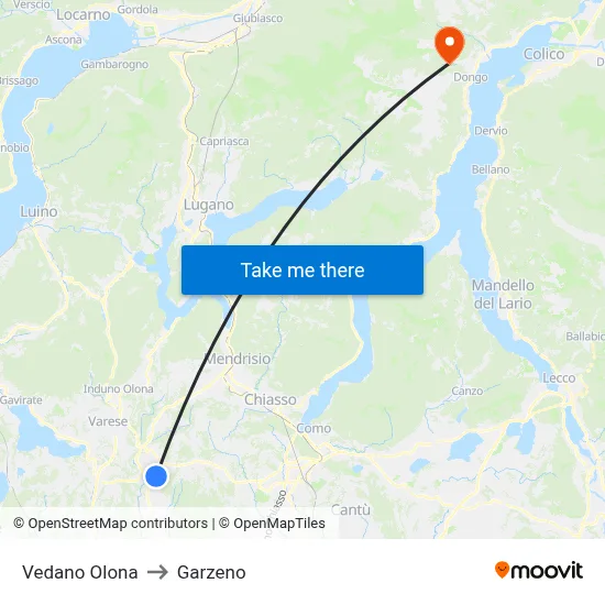 Vedano Olona to Garzeno map