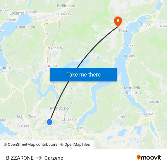 BIZZARONE to Garzeno map