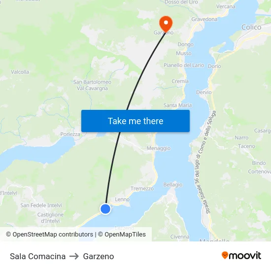 Sala Comacina to Garzeno map