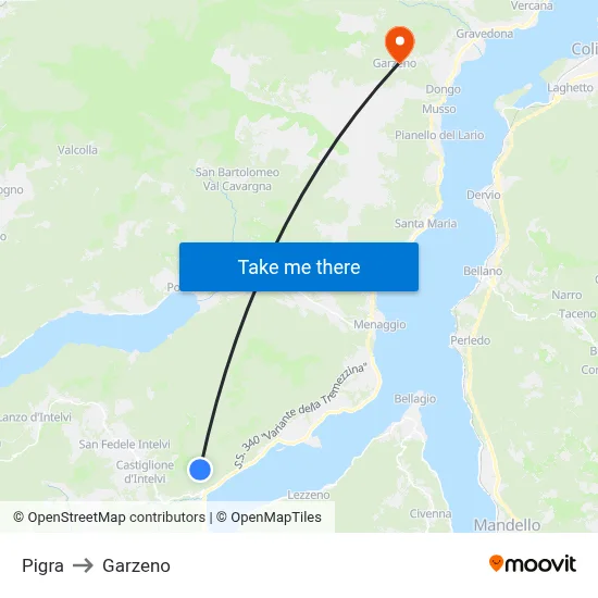 Pigra to Garzeno map