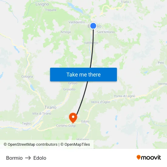 Bormio to Edolo map
