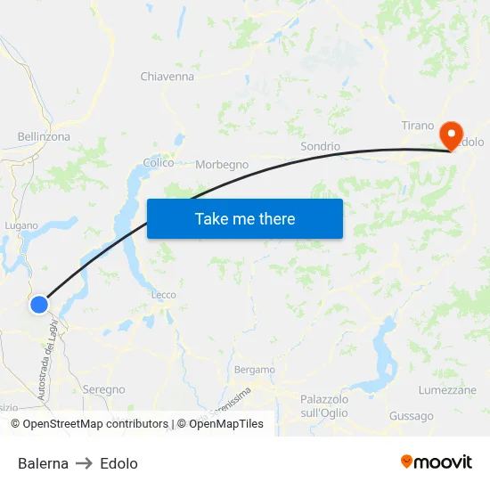 Balerna to Edolo map