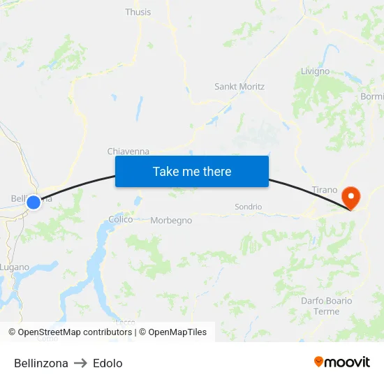 Bellinzona to Edolo map