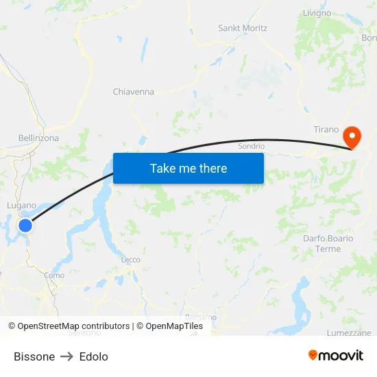 Bissone to Edolo map