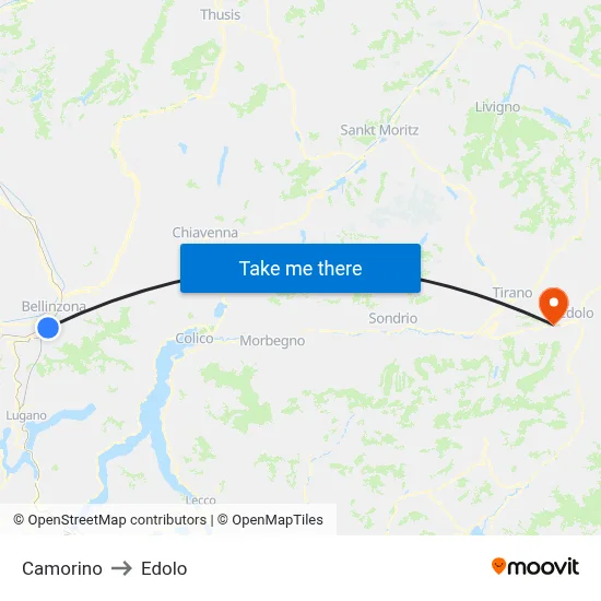 Camorino to Edolo map