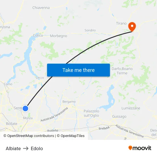Albiate to Edolo map