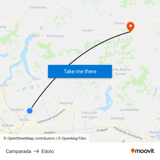 Camparada to Edolo map