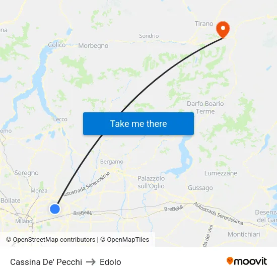 Cassina De' Pecchi to Edolo map