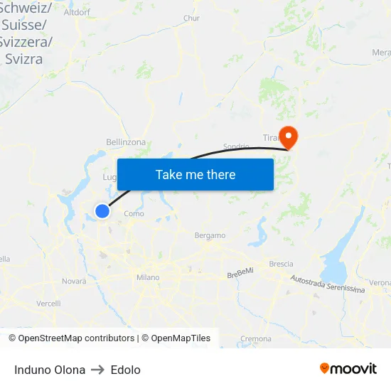 Induno Olona to Edolo map