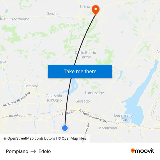 Pompiano to Edolo map