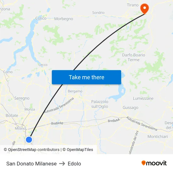 San Donato Milanese to Edolo map