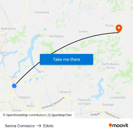 Senna Comasco to Edolo map