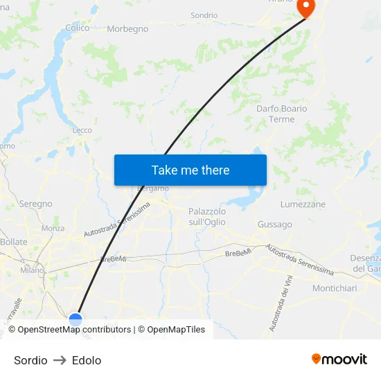 Sordio to Edolo map