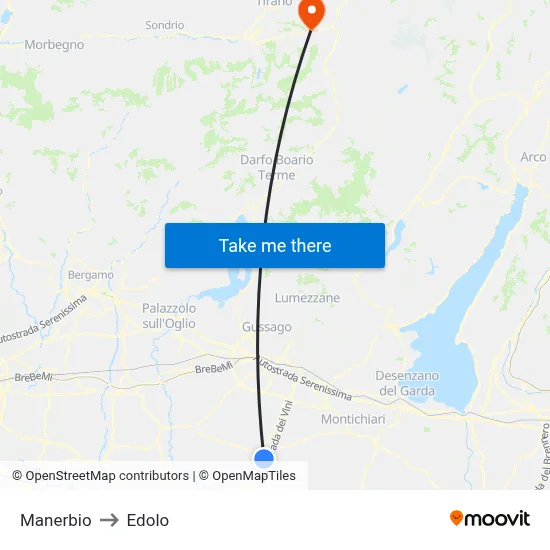 Manerbio to Edolo map