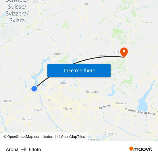 Arona to Edolo map