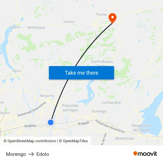 Morengo to Edolo map
