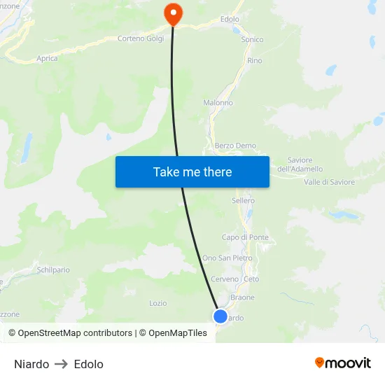 Niardo to Edolo map
