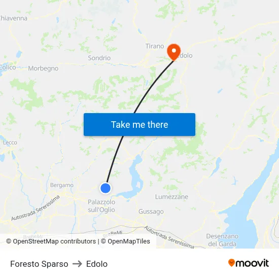 Foresto Sparso to Edolo map
