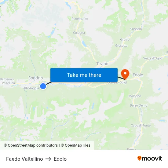 Faedo Valtellino to Edolo map