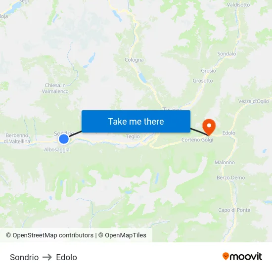Sondrio to Edolo map