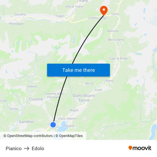 Pianico to Edolo map