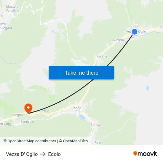 Vezza D' Oglio to Edolo map