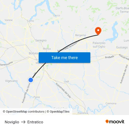 Noviglio to Entratico map