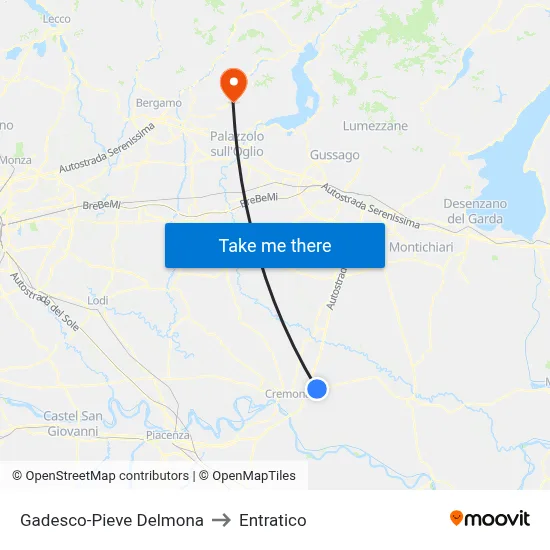Gadesco-Pieve Delmona to Entratico map