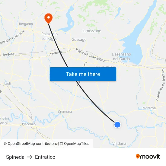 Spineda to Entratico map