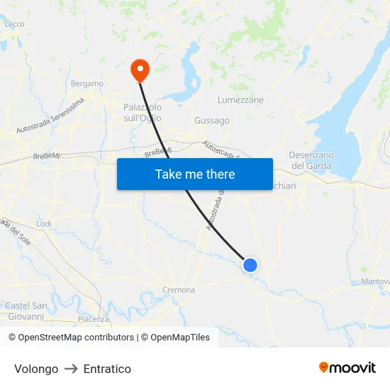 Volongo to Entratico map
