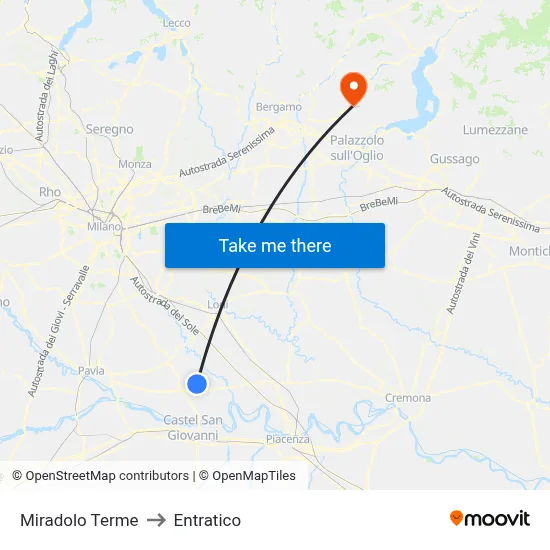 Miradolo Terme to Entratico map