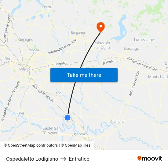 Ospedaletto Lodigiano to Entratico map