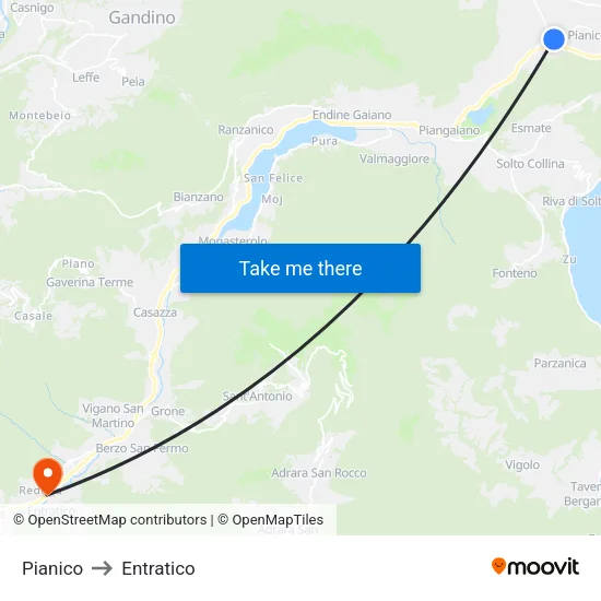 Pianico to Entratico map