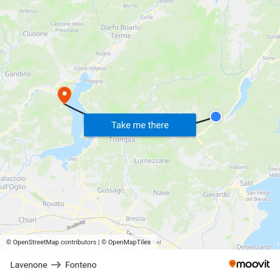 Lavenone to Fonteno map