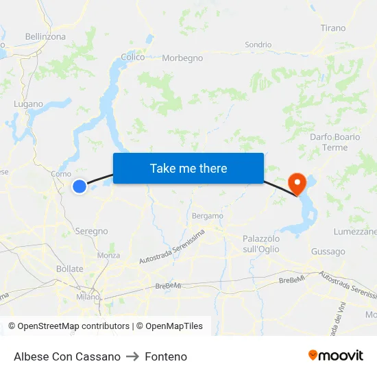 Albese con Cassano to Fonteno map