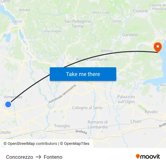 Concorezzo to Fonteno map