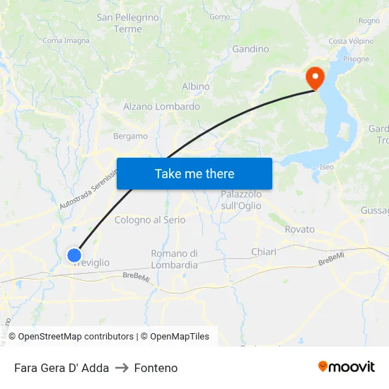 Fara Gera D' Adda to Fonteno map