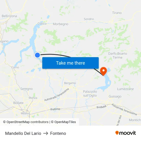 Mandello Del Lario to Fonteno map