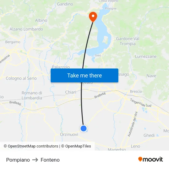 Pompiano to Fonteno map