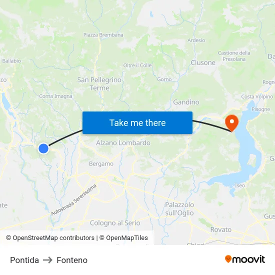 Pontida to Fonteno map